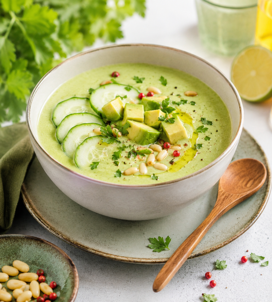 Crema fría de pepino y aguacate