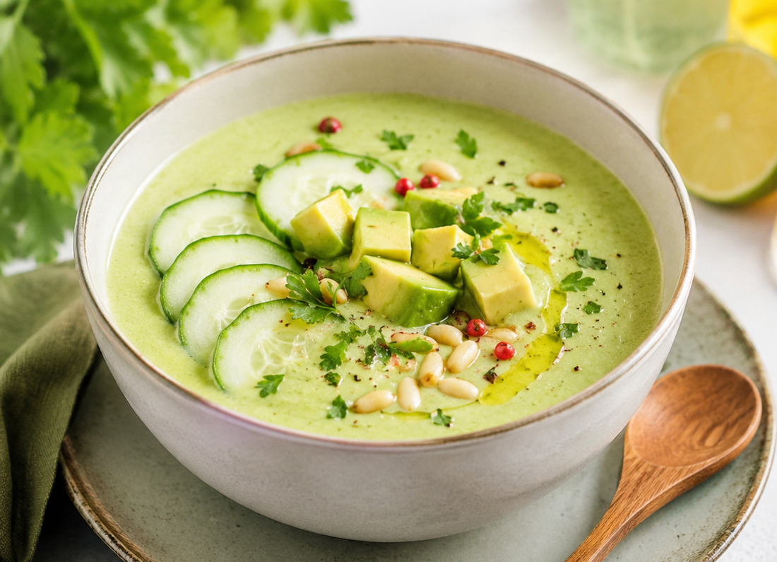 Crema fria de pepino y aguacate