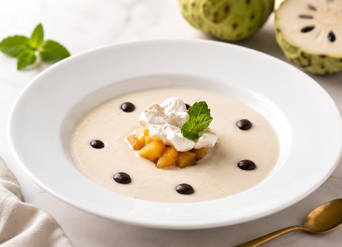 Sopa fria de chirimoya tropical